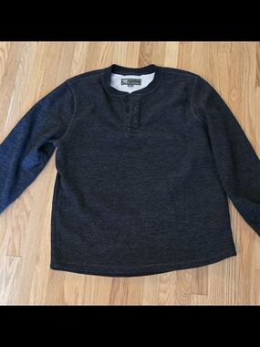 Men's Dark Charcoal Henley Sweatshirt - Unbranded